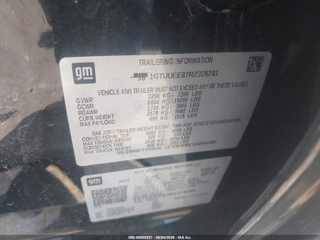 Продажа на аукционе авто 2024 Gmc Sierra 1500 4wd  Short Box At4, vin: 1GTUUEE87RZ305781, номер лота: 45800257