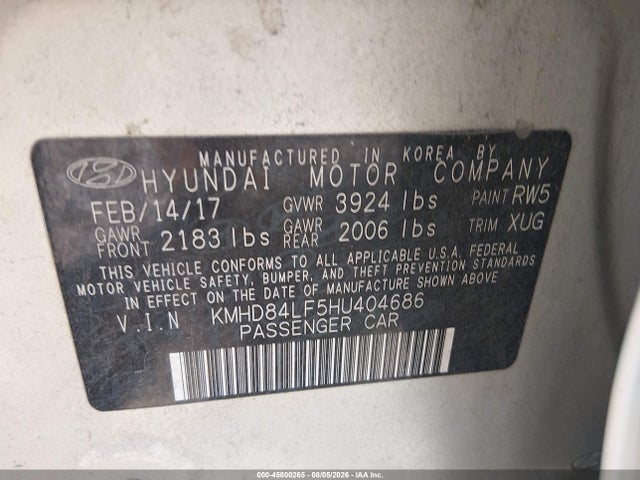 KMHD84LF5HU404686 Hyundai ELANTRA SE