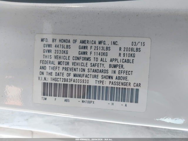 1HGCT2B83FA005930 Honda Accord Ex-l V-6