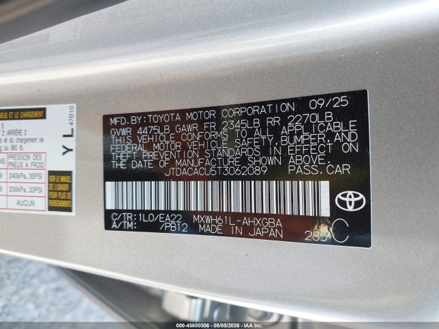 45800306 :رقم المزاد ، JTDACACU5T3062089 vin ، 2026 Toyota Prius Plug-in Hybrid Xse مزاد بيع