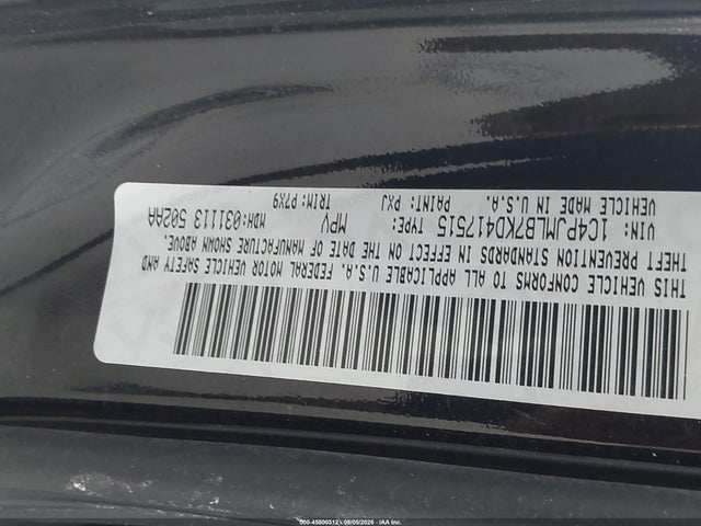 2019 Jeep Cherokee Latitude Plus 4x4 მანქანა იყიდება აუქციონზე, vin: 1C4PJMLB7KD417515, აუქციონის ნომერი: 45800312