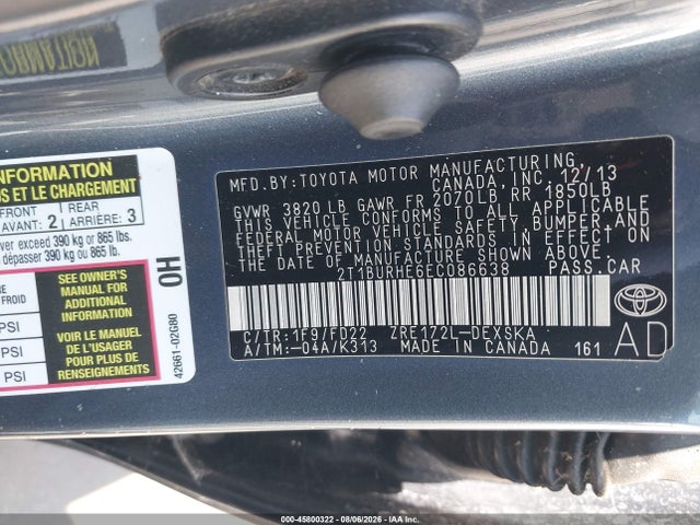 2T1BURHE6EC086638 Toyota Corolla S Plus