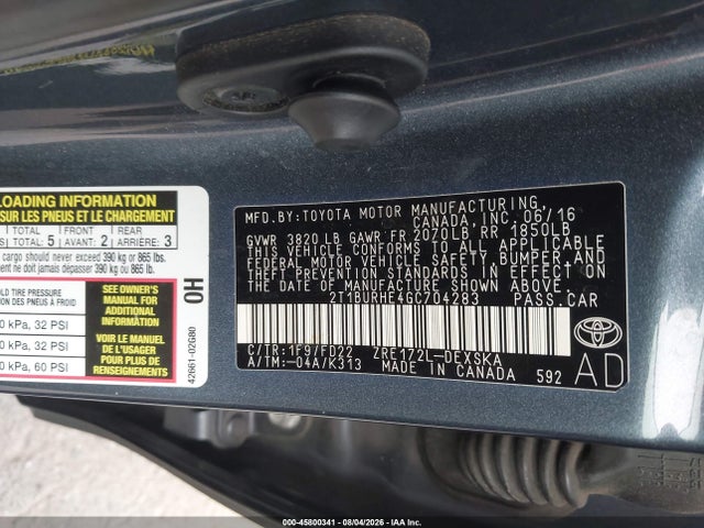 Toyota Corolla S Plus 2016 2T1BURHE4GC704283 Image 9