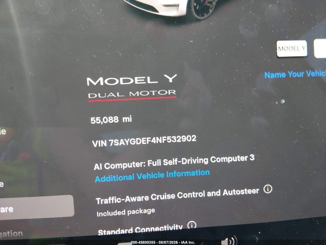 Продаж на аукціоні авто 2022 Tesla Model Y Performance Dual Motor All-wheel Drive, vin: 7SAYGDEF4NF532902, номер лоту: 45800355
