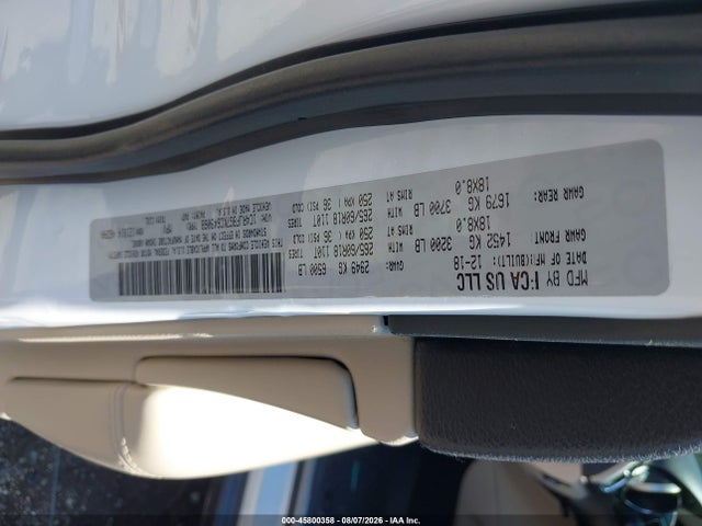 45800358 :رقم المزاد ، 1C4RJFBG7KC649068 vin ، 2019 Jeep Grand Cherokee Limited 4x4 مزاد بيع