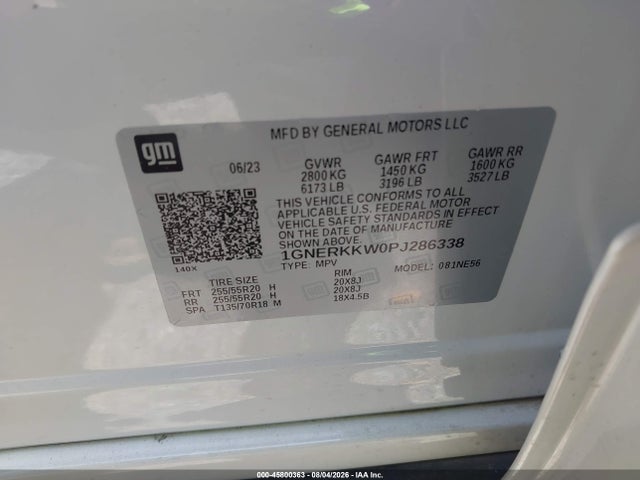 45800363 :رقم المزاد ، 1GNERKKW0PJ286338 vin ، 2023 Chevrolet Traverse Fwd Premier مزاد بيع