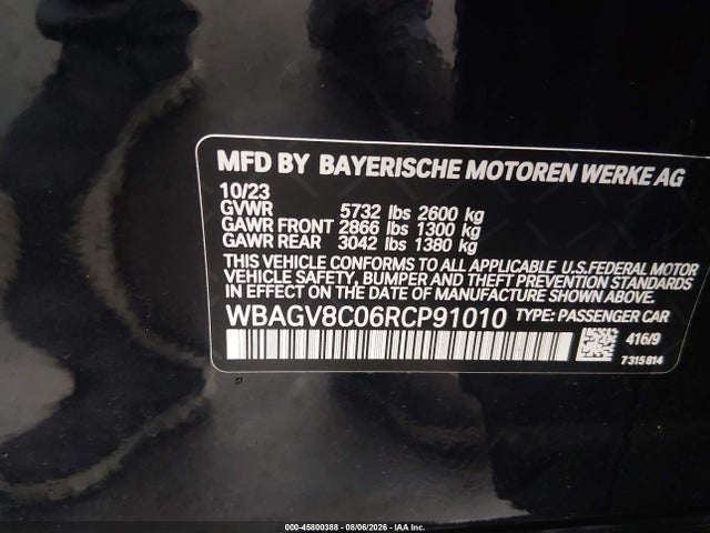 Aukcja sprzedaży 2024 Bmw M850i Gran Coupe Xdrive, vin: WBAGV8C06RCP91010, numer aukcji: 45800388