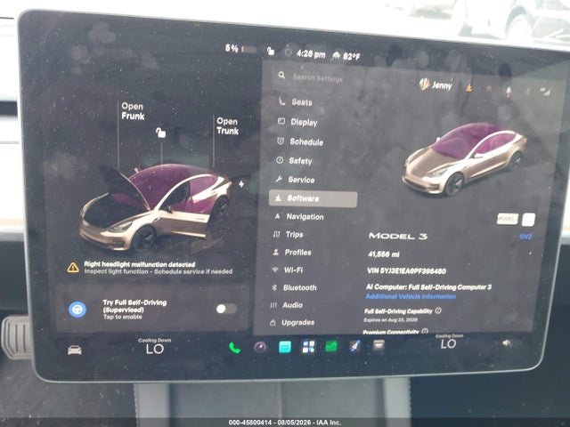 45800414 :رقم المزاد ، 5YJ3E1EA9PF396480 vin ، 2023 Tesla Model 3 Rear-wheel Drive مزاد بيع