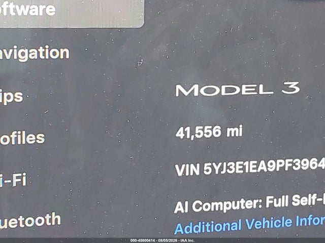 45800414 :رقم المزاد ، 5YJ3E1EA9PF396480 vin ، 2023 Tesla Model 3 Rear-wheel Drive مزاد بيع