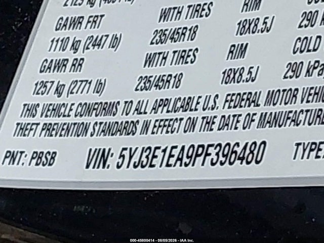 45800414 :رقم المزاد ، 5YJ3E1EA9PF396480 vin ، 2023 Tesla Model 3 Rear-wheel Drive مزاد بيع