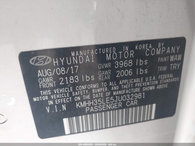 Продажа на аукционе авто 2018 Hyundai Elantra Gt, vin: KMHH35LE5JU032981, номер лота: 45800502