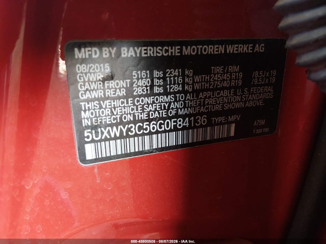 Продаж на аукціоні авто 2016 Bmw X3 Xdrive28d, vin: 5UXWY3C56G0F84136, номер лоту: 45800508