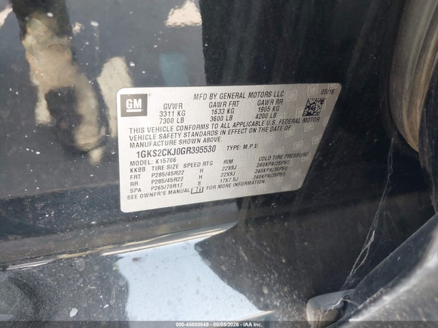 45800549 :رقم المزاد ، 1GKS2CKJ0GR395530 vin ، 2016 Gmc Yukon Denali مزاد بيع