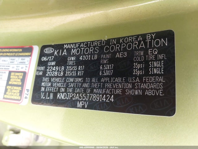 KIA SOUL + 2018 KNDJP3A55J7891424 Image 9