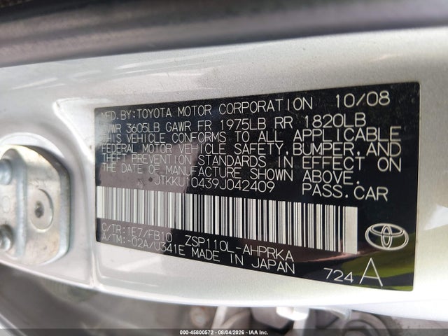 Aukcja sprzedaży 2009 Scion Xd, vin: JTKKU10439J042409, numer aukcji: 45800572