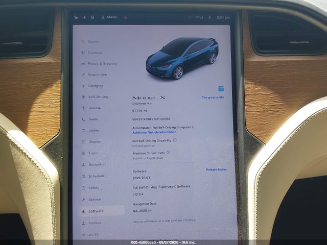 Продажа на аукционе авто 2020 Tesla Model X Long Range Dual Motor All-wheel Drive/long Range Plus Dual Motor All-wheel Drive, vin: 5YJXCBE28LF300368, номер лота: 45800593