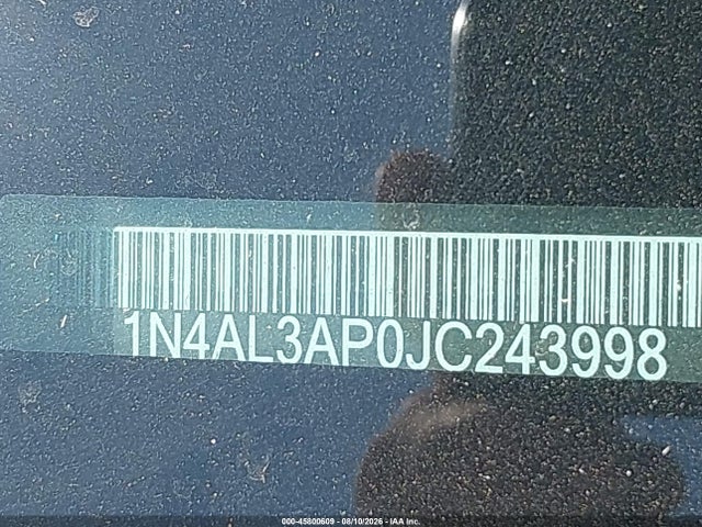 Aukcja sprzedaży 2018 Nissan Altima 2.5 Sr, vin: 1N4AL3AP0JC243998, numer aukcji: 45800609