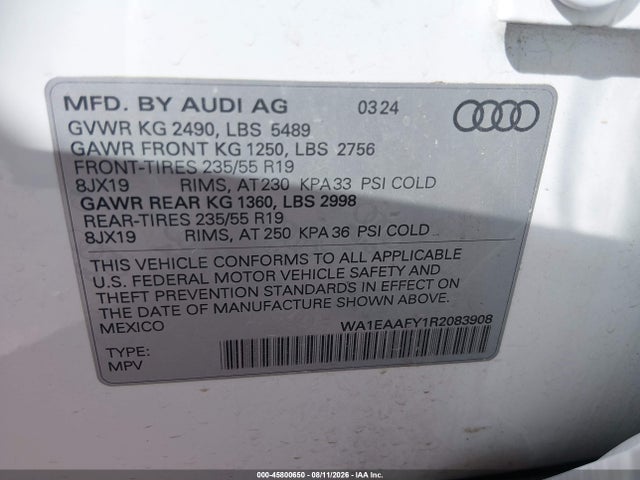 Продаж на аукціоні авто 2024 Audi Q5 Premium Plus 45 Tfsi S Line Quattro, vin: WA1EAAFY1R2083908, номер лоту: 45800650