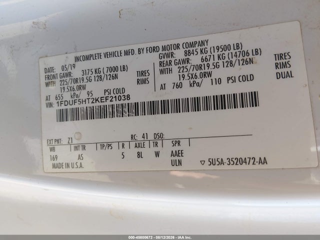 Ford F-550 Chassis Xl 2019 1FDUF5HT2KEF21038 Image 8