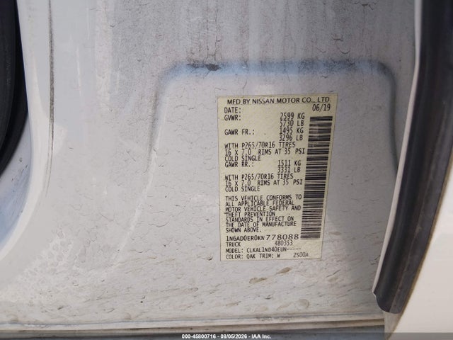 Nissan FRONTIER S 2019 1N6AD0ER0KN778088 Image 9