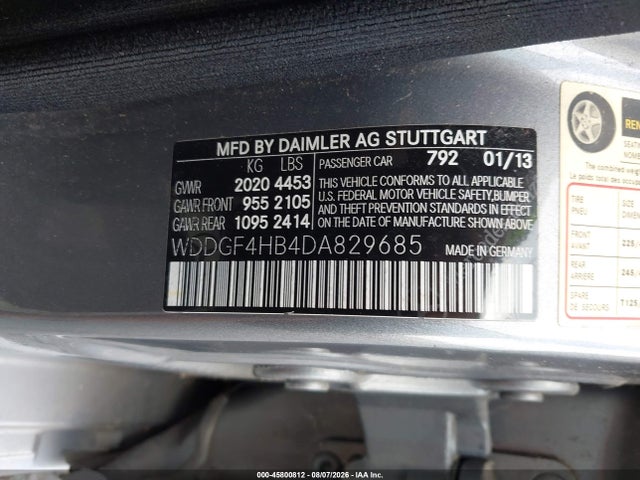 45800812 :رقم المزاد ، WDDGF4HB4DA829685 vin ، 2013 Mercedes-benz C 250 Sport مزاد بيع