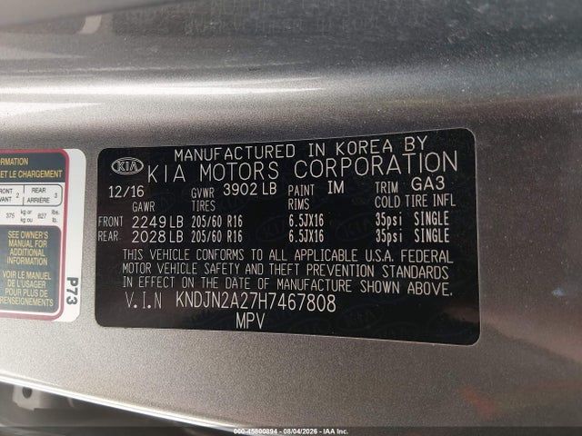 Продажа на аукционе авто 2017 Kia Soul, vin: KNDJN2A27H7467808, номер лота: 45800894