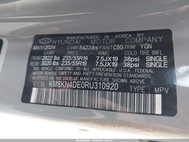 45800908 :رقم المزاد ، KM8KN4DE0RU310920 vin ، 2024 Hyundai Ioniq 5 Sel مزاد بيع