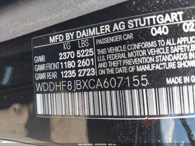 45800943 :رقم المزاد ، WDDHF8JBXCA607155 vin ، 2012 Mercedes-benz E 350 4matic مزاد بيع