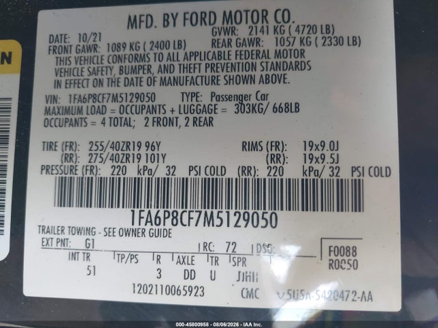 Ford Mustang Gt Premium Fastback 2021 1FA6P8CF7M5129050 Image 9