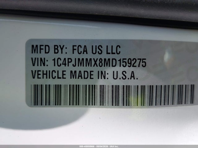 45800966 :رقم المزاد ، 1C4PJMMX8MD159275 vin ، 2021 Jeep Cherokee Latitude Lux 4x4 مزاد بيع