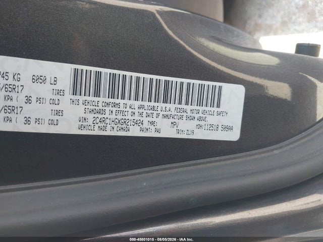 Aukcja sprzedaży 2016 Chrysler Town & Country S, vin: 2C4RC1HGXGR215424, numer aukcji: 45801015