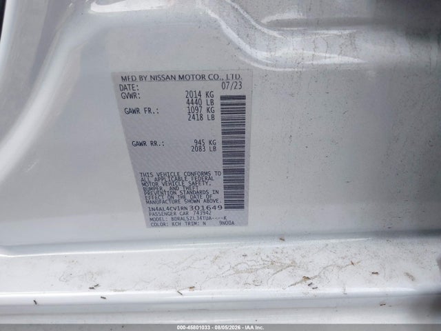 2024 Nissan Altima Sr Vc-turbo Fwd მანქანა იყიდება აუქციონზე, vin: 1N4AL4CV1RN301649, აუქციონის ნომერი: 45801033