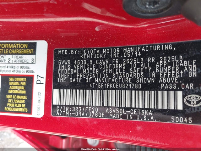 Toyota CAMRY SE 2014 4T1BF1FK0EU821780 Image 9