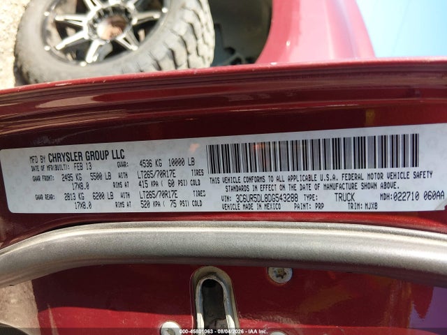 45801063 :رقم المزاد ، 3C6UR5DL8DG543288 vin ، 2013 Ram 2500 Slt مزاد بيع