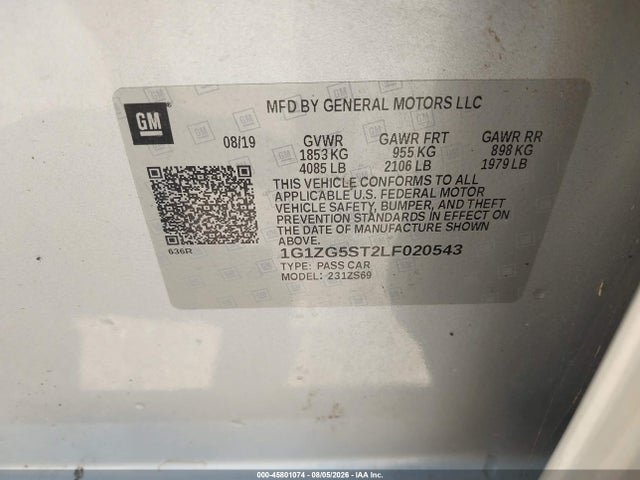 1G1ZG5ST2LF020543 Chevrolet Malibu Fwd Rs