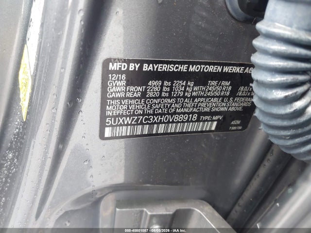 Продаж на аукціоні авто 2017 Bmw X3 Sdrive28i, vin: 5UXWZ7C3XH0V88918, номер лоту: 45801087