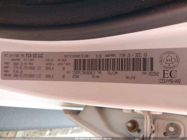 Продаж на аукціоні авто 2019 Ram 1500 Rebel, vin: 1C6SRFLT8KN560613, номер лоту: 45801115