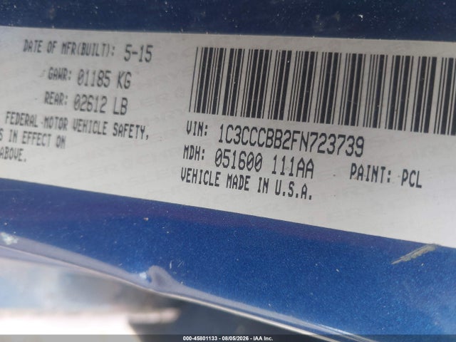 Aukcja sprzedaży 2015 Chrysler 200 S, vin: 1C3CCCBB2FN723739, numer aukcji: 45801133