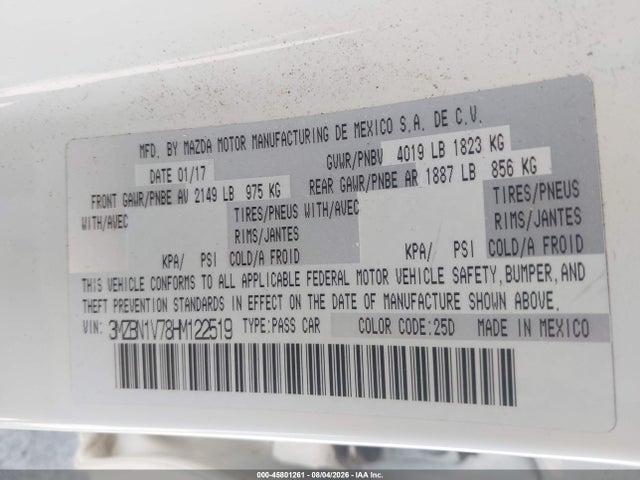 3MZBN1V78HM122519 Mazda Mazda3 Touring