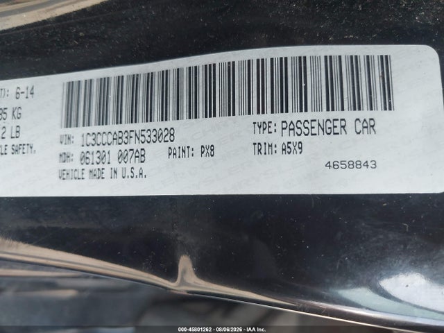 Aukcja sprzedaży 2015 Chrysler 200 Limited, vin: 1C3CCCAB3FN533028, numer aukcji: 45801262