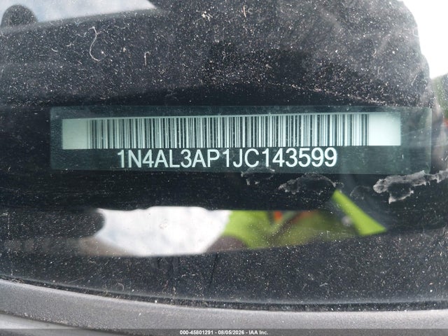 2018 Nissan Altima 2.5 Sl მანქანა იყიდება აუქციონზე, vin: 1N4AL3AP1JC143599, აუქციონის ნომერი: 45801291