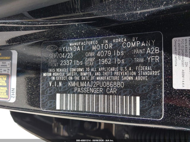 KMHLM4AJ2PU086880 Hyundai Elantra Hybrid Blue