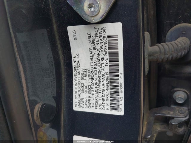 Продажа на аукционе авто 2023 Honda Civic Ex-l/ex-l W/o Bsi, vin: 19XFL1H76PE016715, номер лота: 45801374