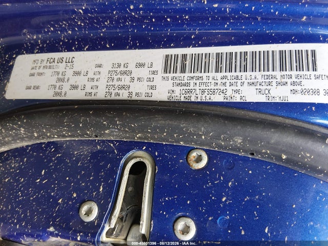 2015 Ram 1500 Lone Star მანქანა იყიდება აუქციონზე, vin: 1C6RR7LT8FS587242, აუქციონის ნომერი: 45801396