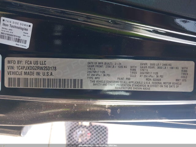 Продажа на аукционе авто 2024 Jeep Wrangler 4-door Sport S 4x4, vin: 1C4PJXDG2RW253178, номер лота: 45801421