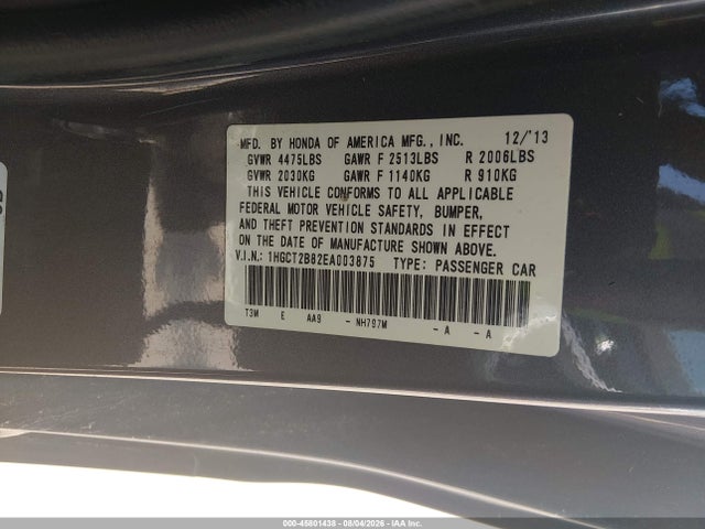 1HGCT2B82EA003875 Honda Accord Ex-l V-6