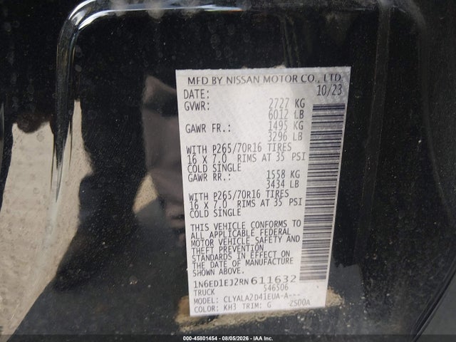 Nissan Frontier S 4x2 2024 1N6ED1EJ2RN611632 Image 9