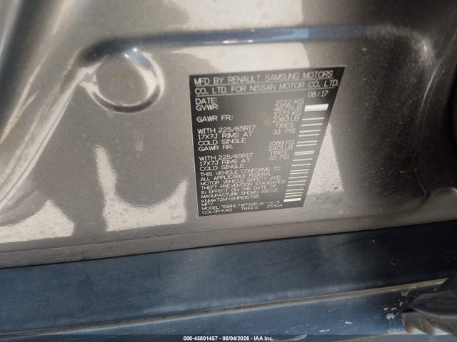 Продаж на аукціоні авто 2017 Nissan Rogue Sv, vin: KNMAT2MV2HP616735, номер лоту: 45801457