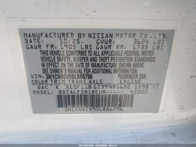 Nissan Versa 1.6 Sv 2025 3N1CN8EV9SL886796 Image 9