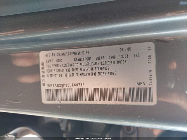 Продажа на аукционе авто 2006 Porsche Cayenne S/s Titanium Edition, vin: WP1AB29P96LA60715, номер лота: 45801483